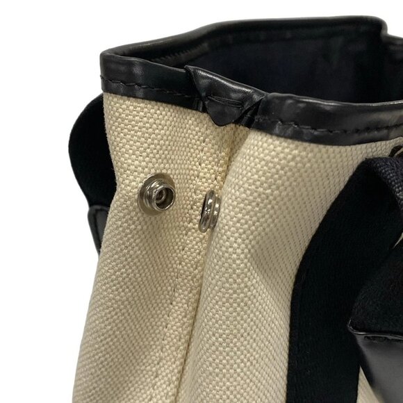 Auth BALENCIAGA Navy Cabas XS 390346 Cream Black Canvas Leather - Tote Bag - Picture 12 of 16